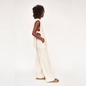 Mirth Chunky Knit Sleeveless Side-Vent‎ Sweater Vest Baby Alpaca Ivory Small